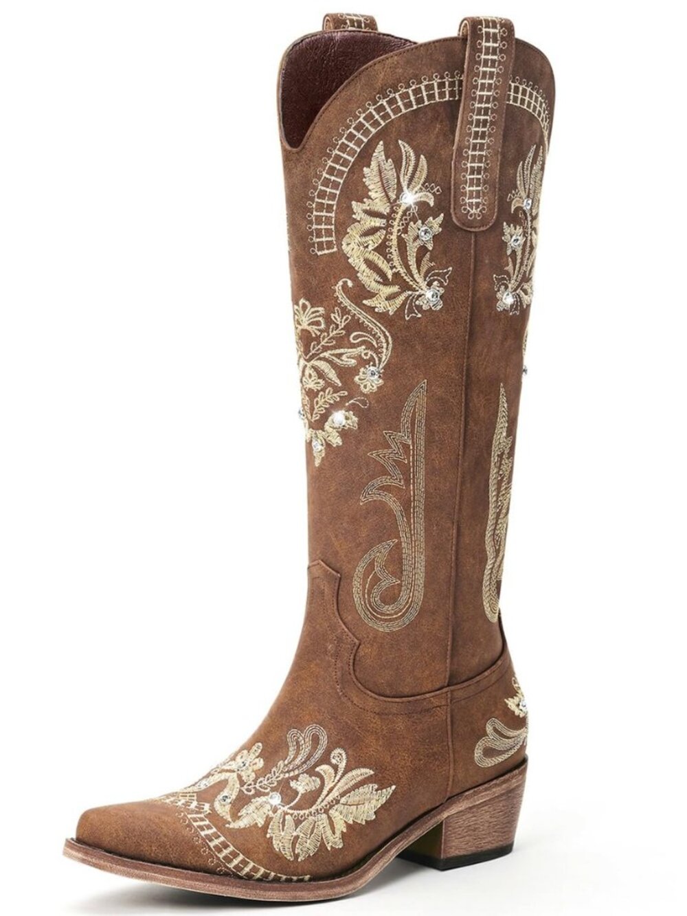 Cowboy Boots for Women - Knee High Western Cowgirl Boots, Sparkly Rhinestone